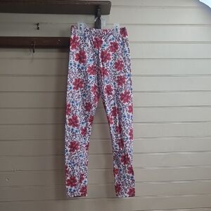 Old Navy Red and White Floral Kids Leggings